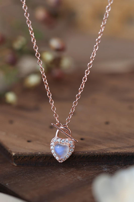 Moonstone Heart Lock Pendant Necklace Carauana Store