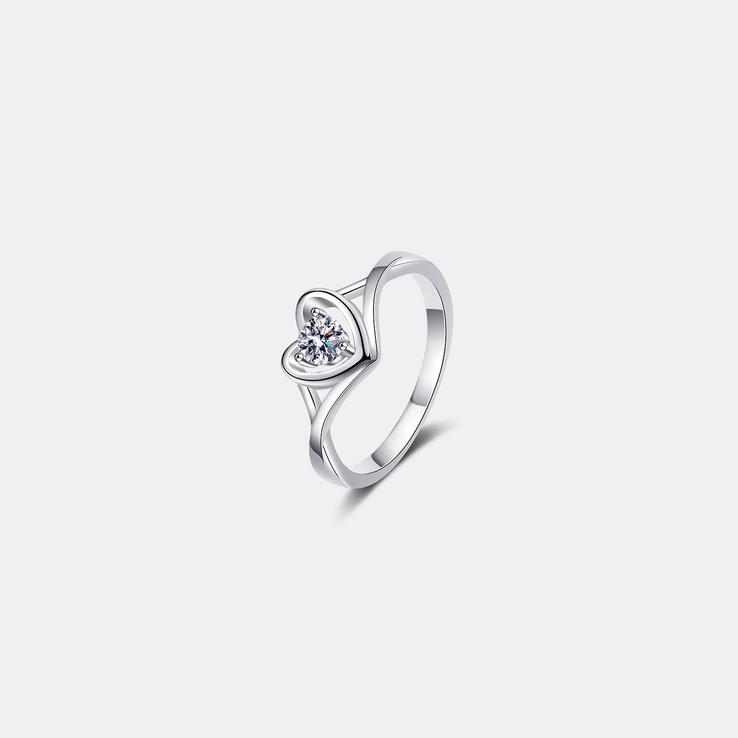 Moissanite Heart 925 Sterling Silver Ring Carauana Store