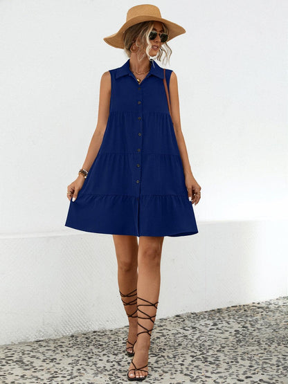 Button Up Sleeveless Mini Dress Carauana Store