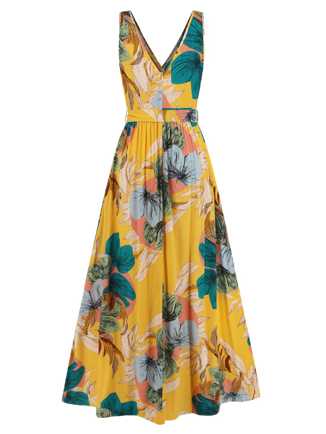 Slit Tied Printed Surplice Dress Carauana Store