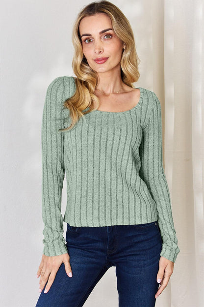 Basic Bae Full Size Ribbed Long Sleeve T-Shirt Carauana Store