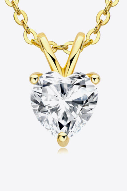 1 Carat Moissanite Heart-Shaped Pendant Necklace Carauana Store