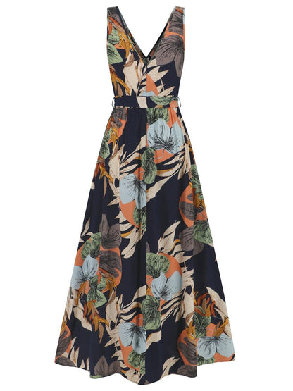 Slit Tied Printed Surplice Dress Carauana Store