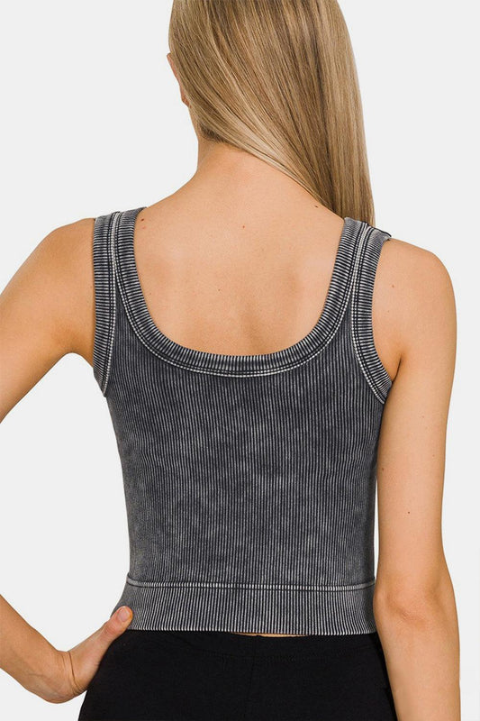 Zenana Washed Scoop Neck Wide Strap Tank Carauana Store