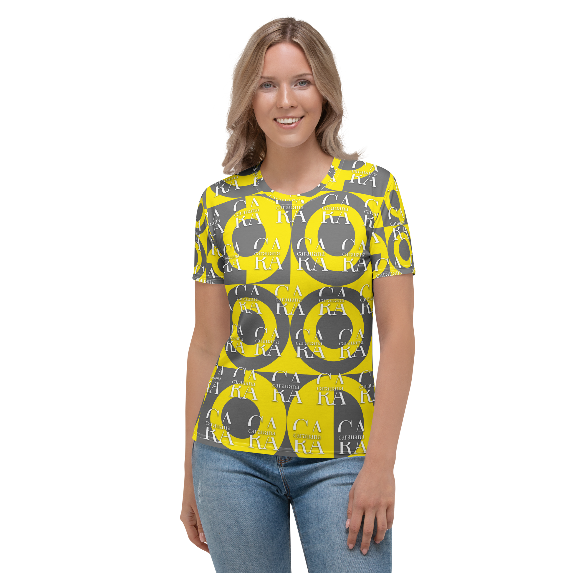CaRaUaNa Women's T-shirt Grey Yellow Carauana Store