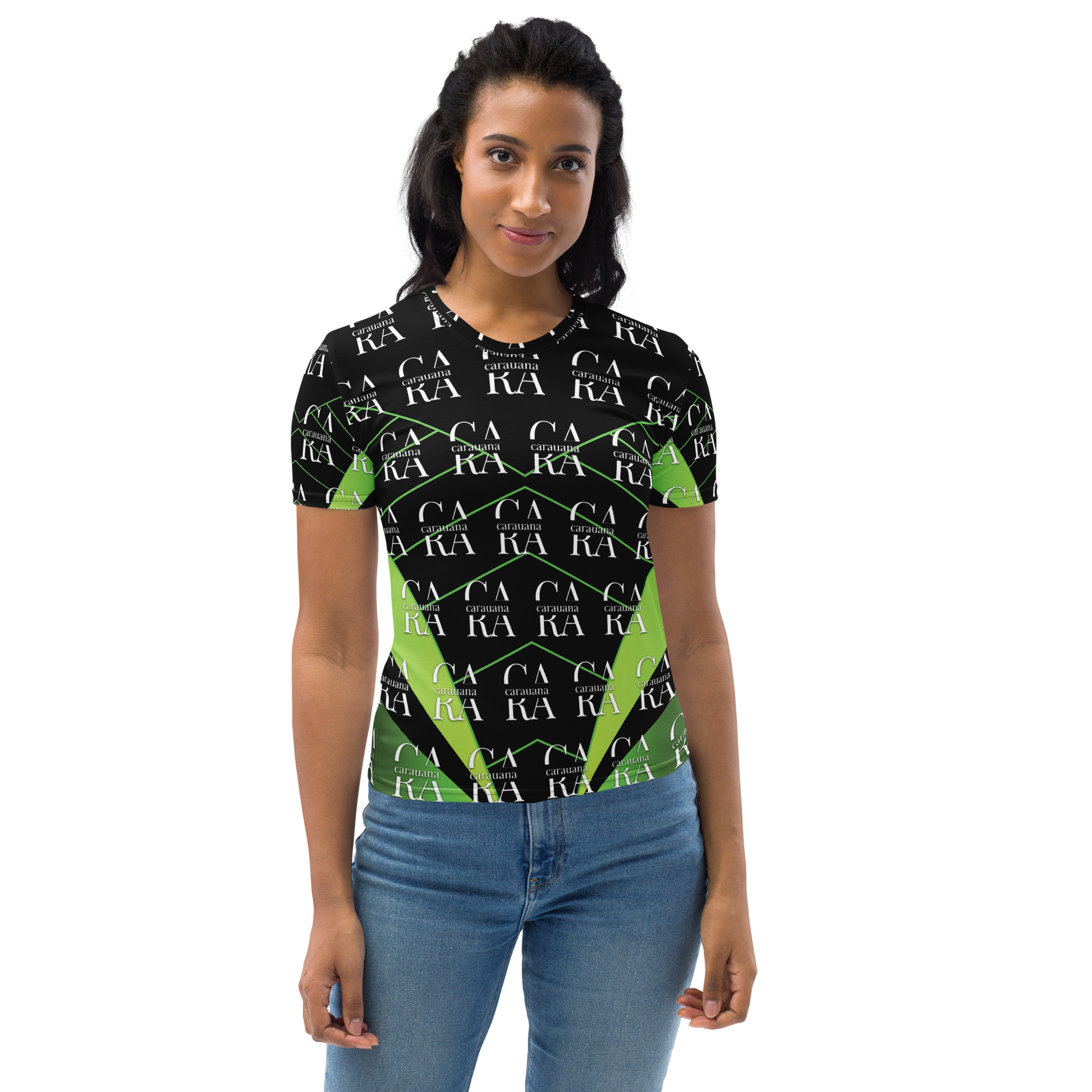 Women's T-shirt black Green Carauana Store