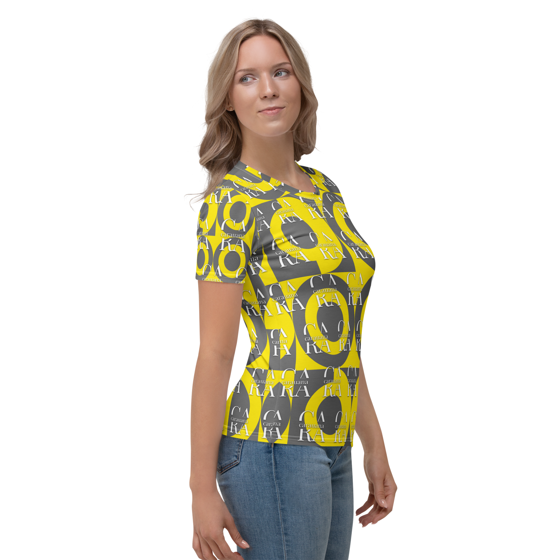 CaRaUaNa Women's T-shirt Grey Yellow Carauana Store
