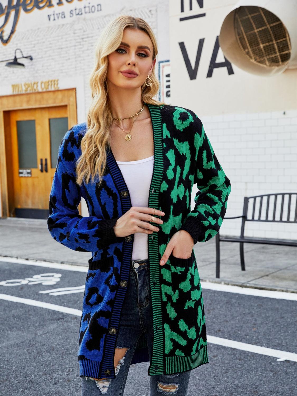 Angel Wings Leopard Button Down Longline Cardigan Carauana Store