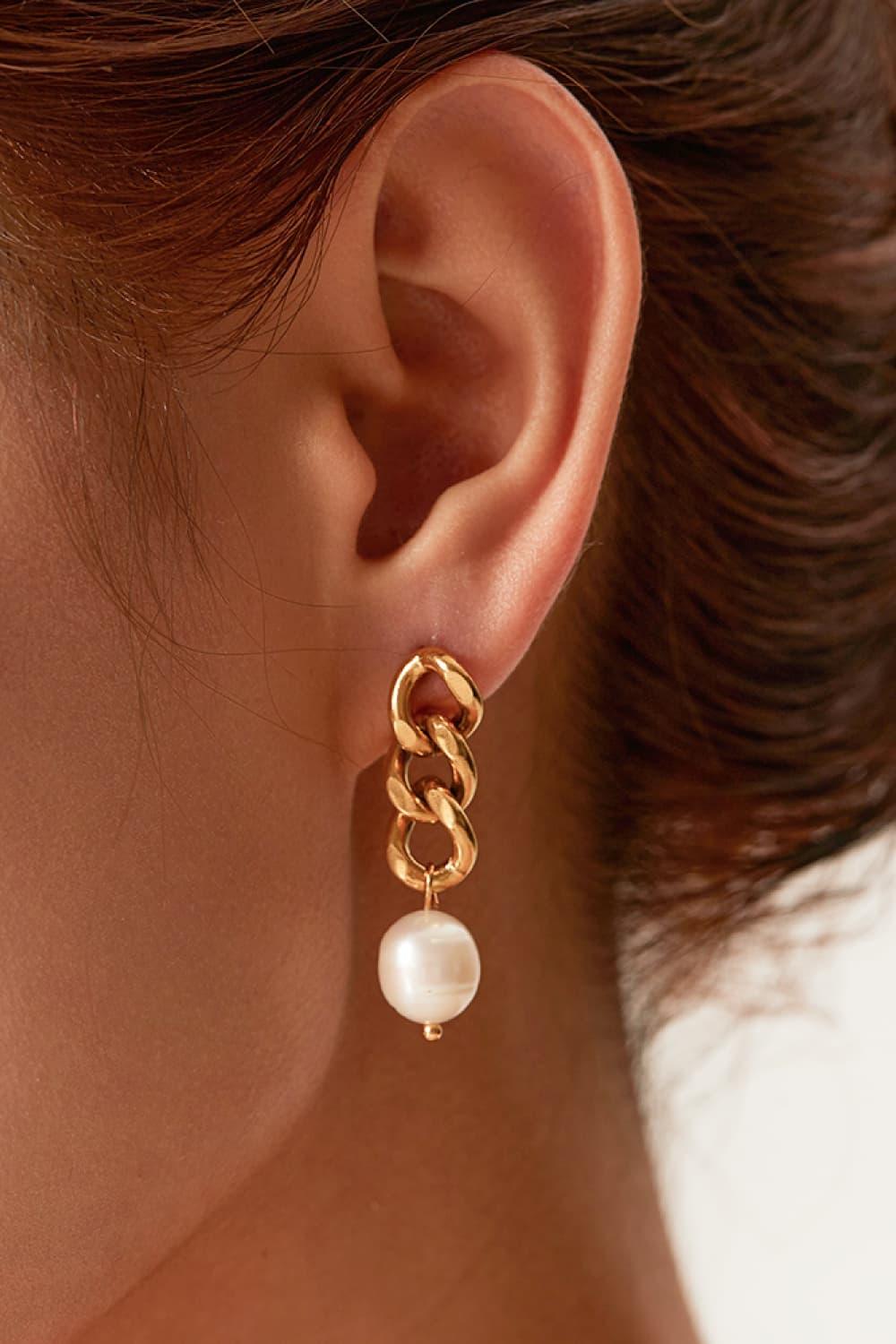 Stainless Steel Pearl Earrings Carauana Store