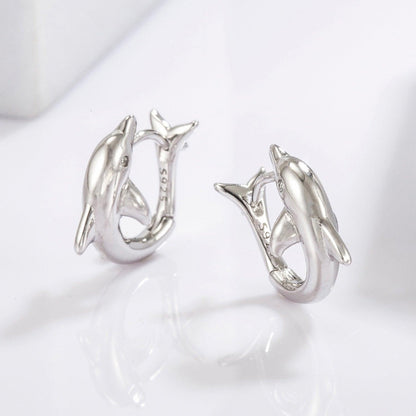 925 Sterling Silver Zircon Dolphin Earrings Carauana Store