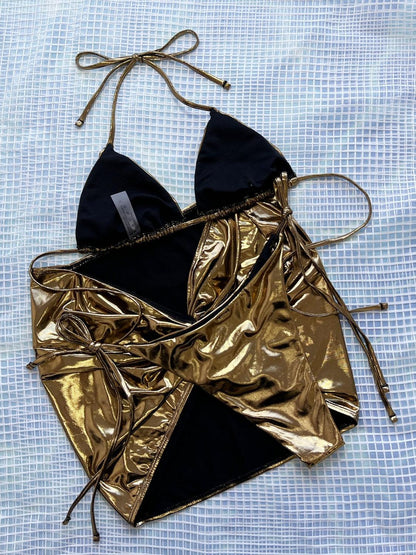 Tied Halter Neck Three-Piece Bikini Set Carauana Store
