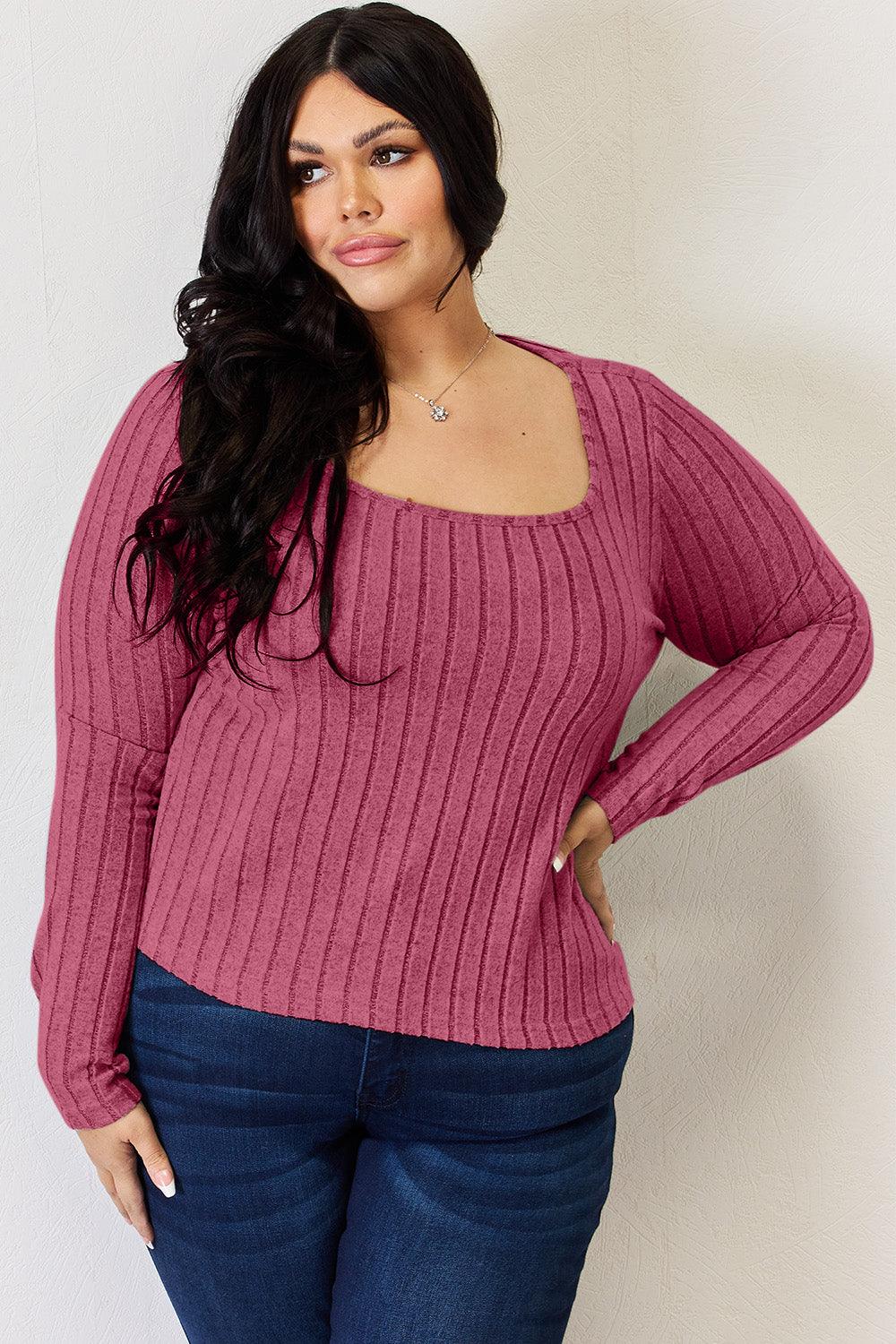 Basic Bae Full Size Ribbed Long Sleeve T-Shirt Carauana Store