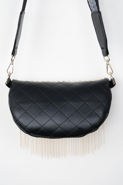 Adored PU Leather Studded Sling Bag with Fringes Carauana Store