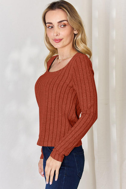 Basic Bae Full Size Ribbed Long Sleeve T-Shirt Carauana Store