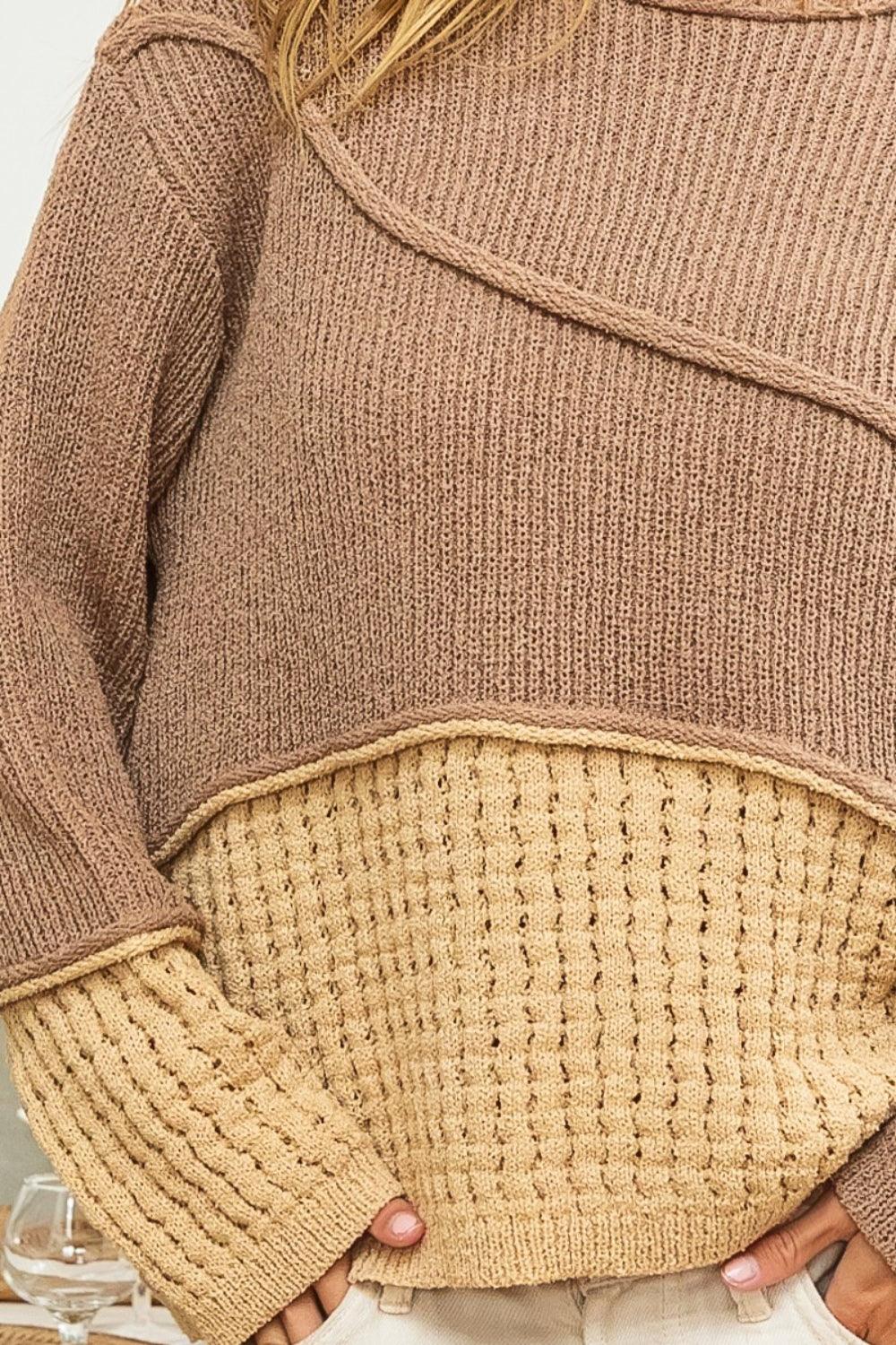 BiBi Texture Detail Contrast Drop Shoulder Sweater Carauana Store