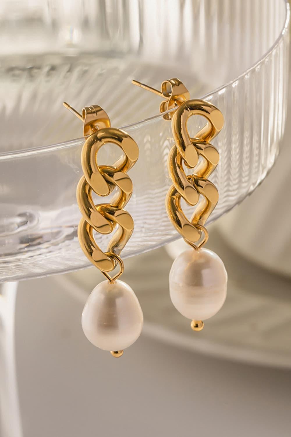 Stainless Steel Pearl Earrings Carauana Store