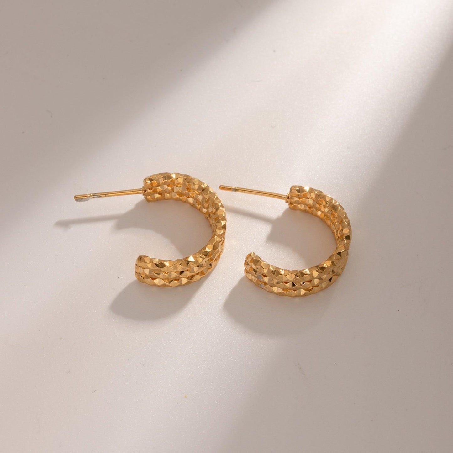 18K Gold-Plated Stainless Steel C-Hoop Earrings Carauana Store