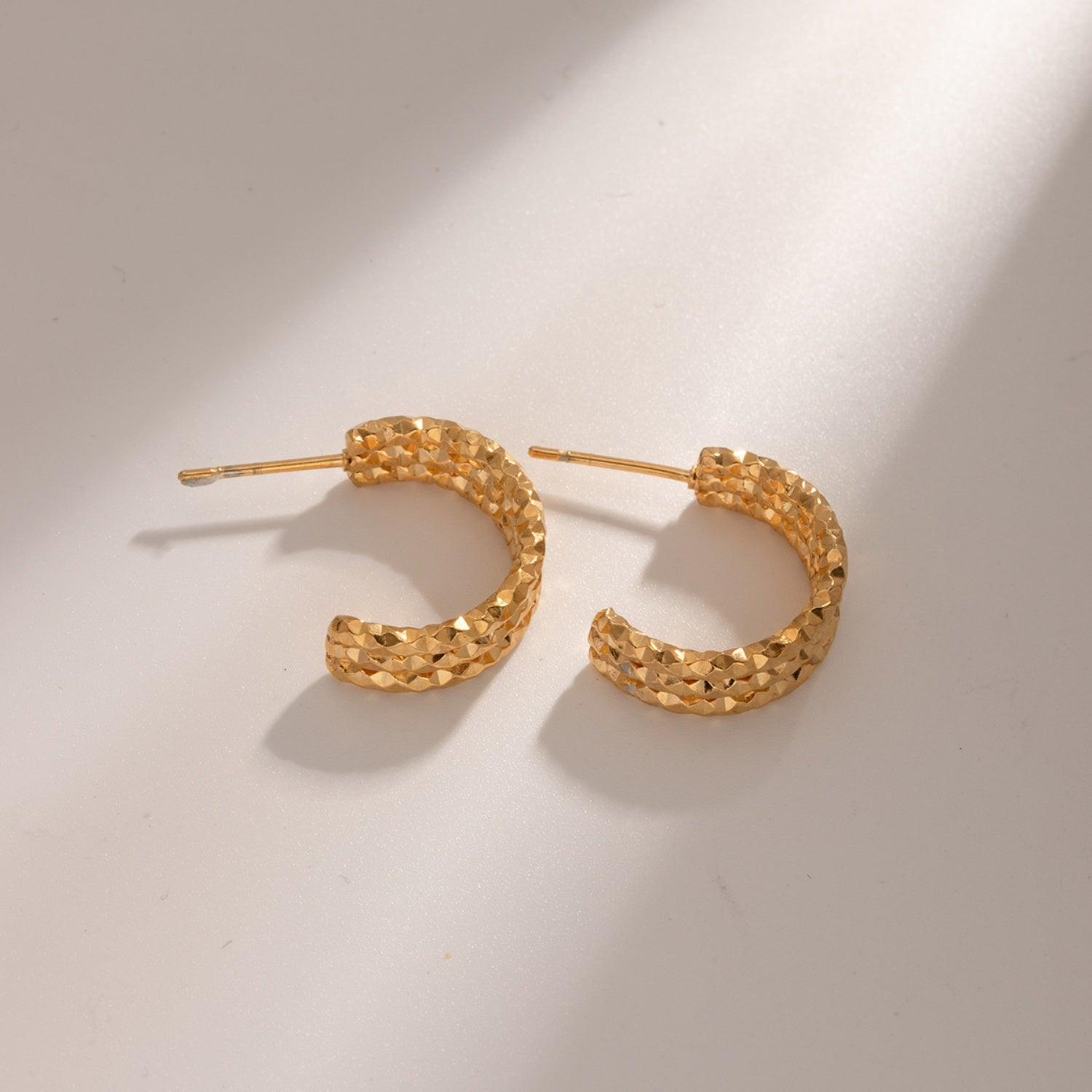 18K Gold-Plated Stainless Steel C-Hoop Earrings Carauana Store