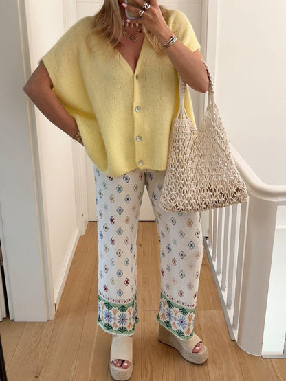 V-Neck Button Up Short Sleeve Cardigan Carauana Store