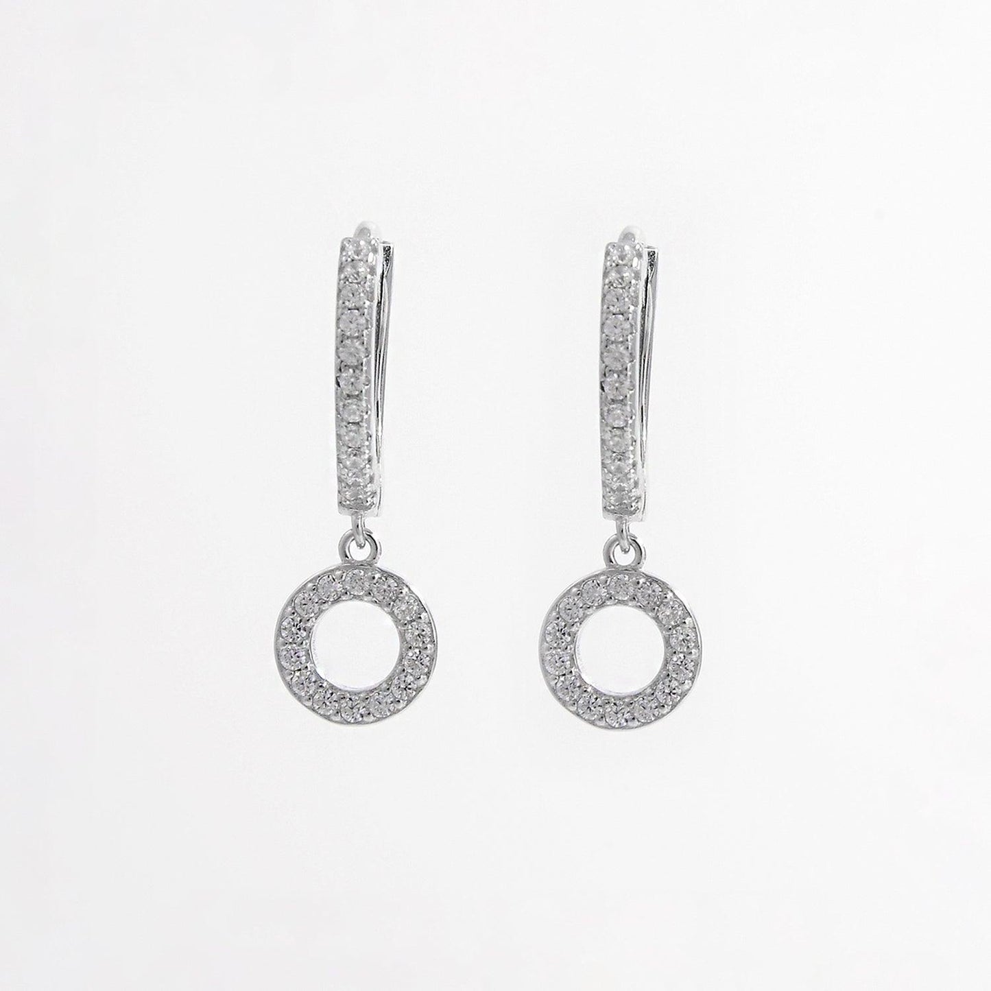 925 Sterling Silver Inlaid Zircon Hoop Dangle Earrings Carauana Store