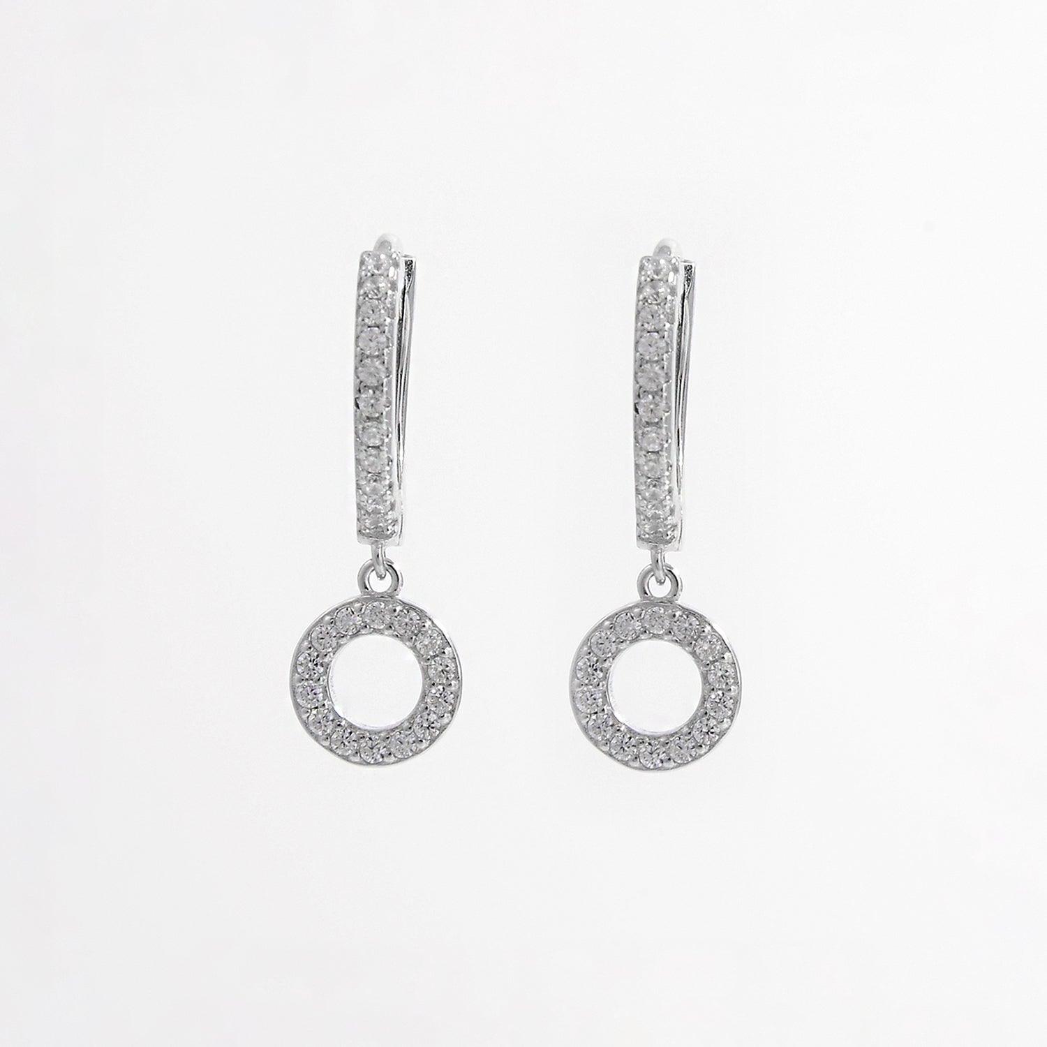925 Sterling Silver Inlaid Zircon Hoop Dangle Earrings Carauana Store