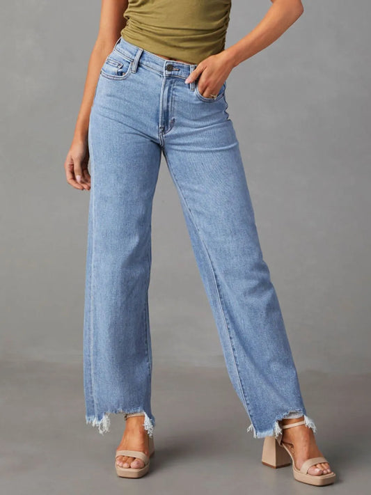 Raw Hem Loose Fit Jeans Carauana Store