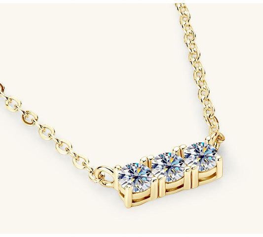 925 Sterling Silver Inlaid Moissanite Bar Necklace Carauana Store