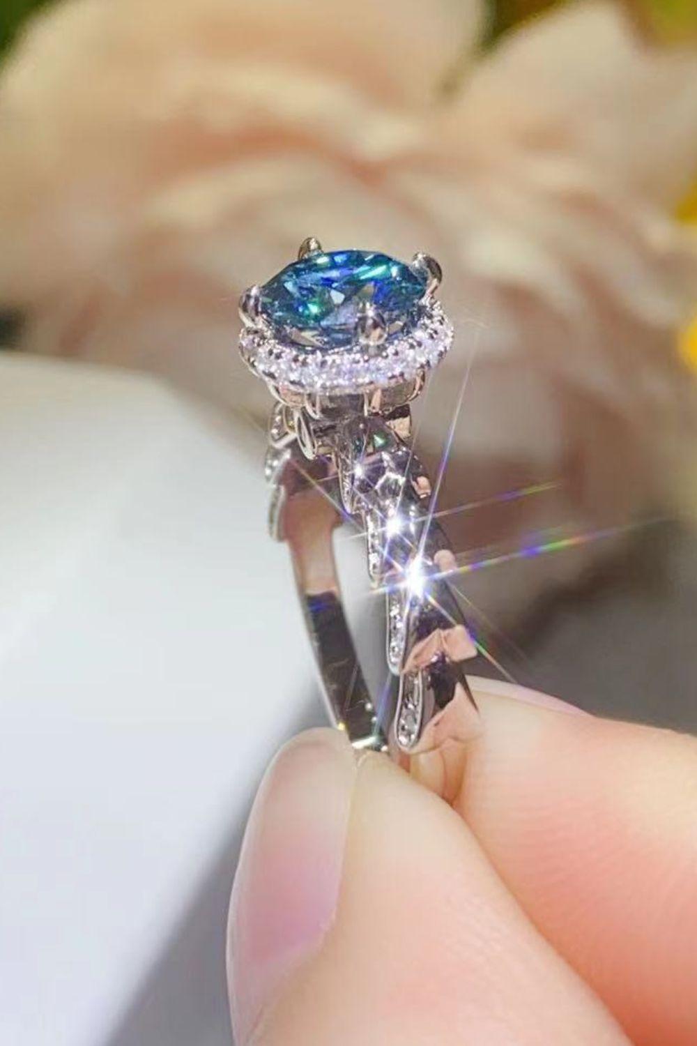 925 Sterling Silver 1 Carat Moissanite Cluster Ring Carauana Store