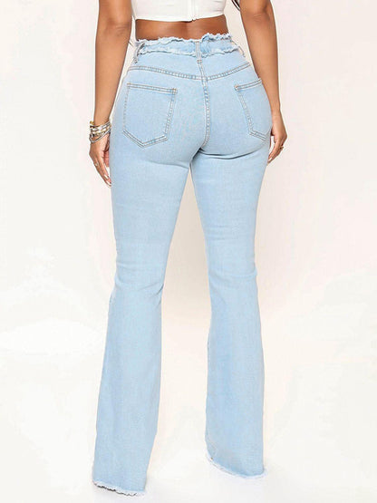 Striped Raw Hem Jeans Carauana Store