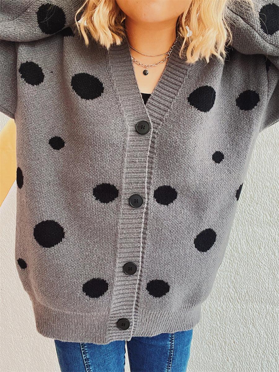 Polka Dot Button Up Cardigan Carauana Store
