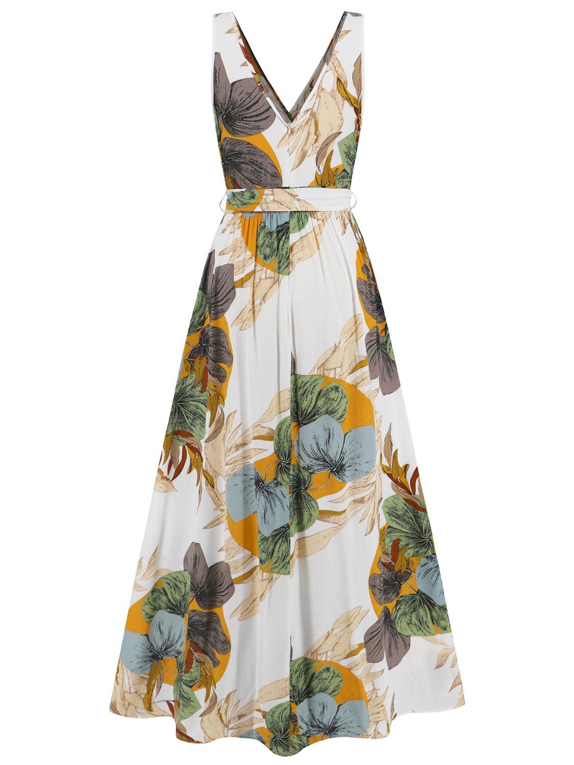 Slit Tied Printed Surplice Dress Carauana Store