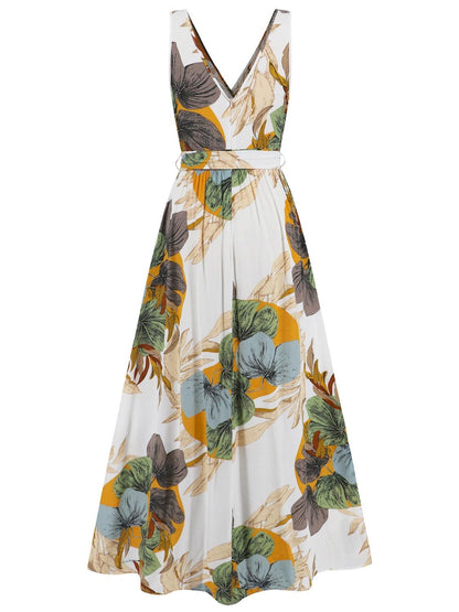 Slit Tied Printed Surplice Dress Carauana Store