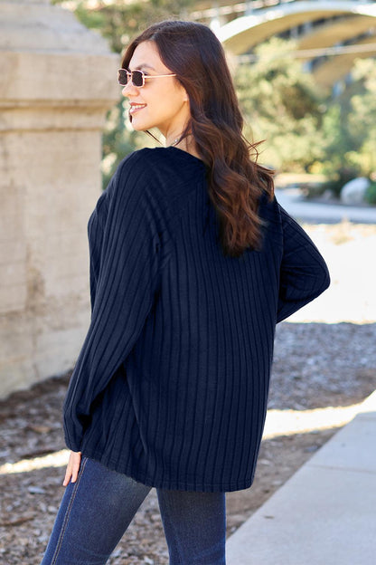 Basic Bae Full Size Ribbed Round Neck Long Sleeve Knit Top Carauana Store