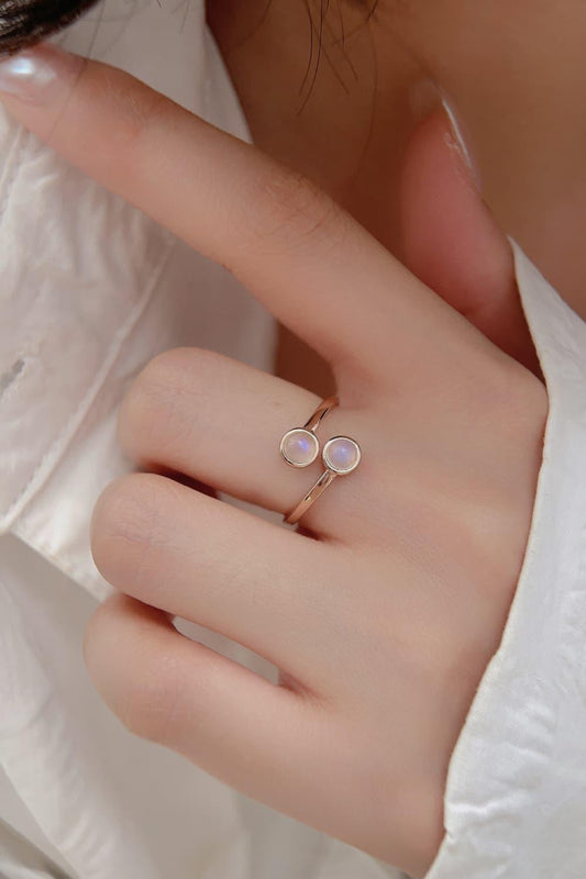 High Quality Natural Moonstone 925 Sterling Silver Toi Et Moi Ring Carauana Store