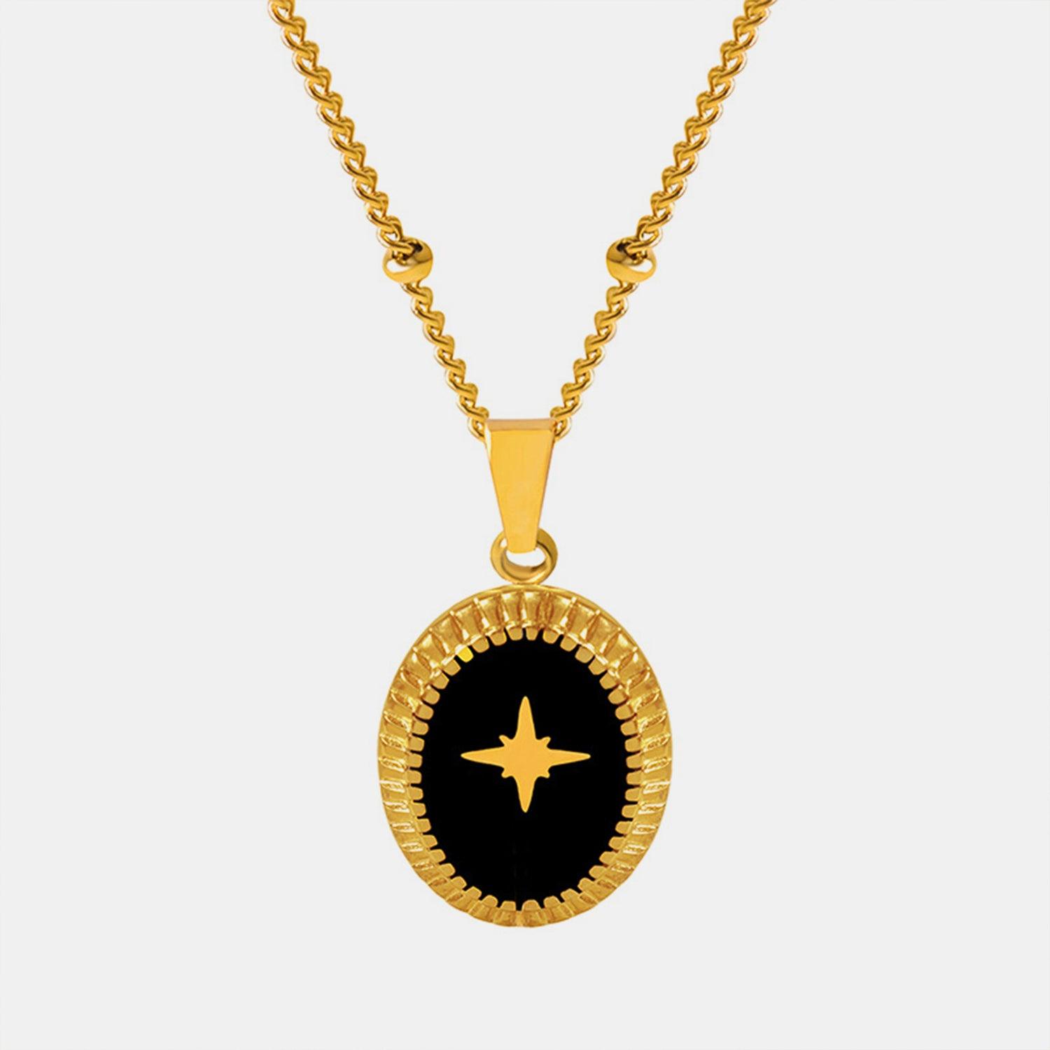Gold-Plated Titanium Steel Oval Shape Pendant Necklace Carauana Store