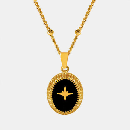 Gold-Plated Titanium Steel Oval Shape Pendant Necklace Carauana Store