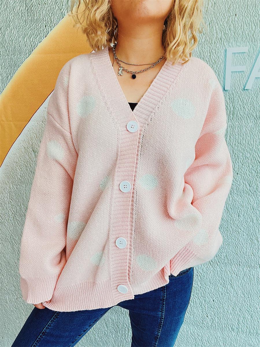 Polka Dot Button Up Cardigan Carauana Store