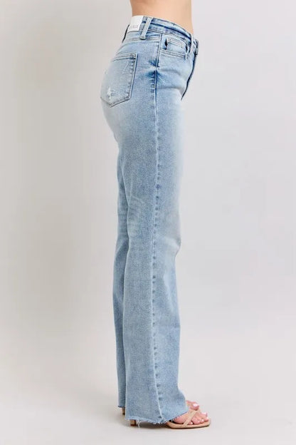 Judy Blue Full Size Mid Rise Light Wash Dad Jeans Plus Size