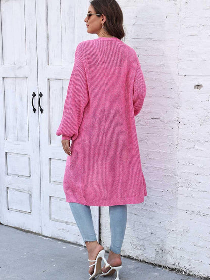 Open Front Longline Cardigan with Pockets Carauana Store