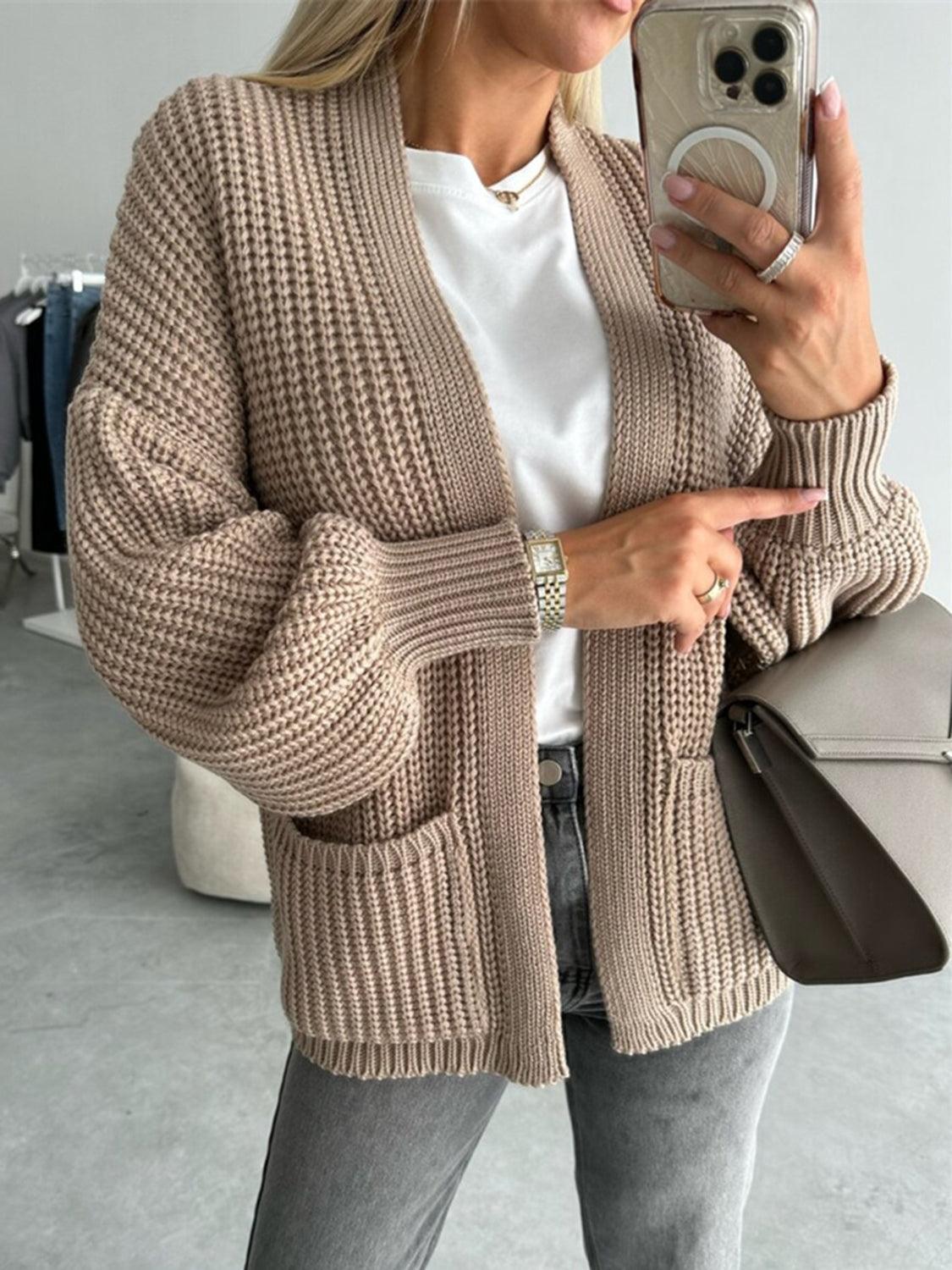 Open Front Dropped Shoulder Cardigan Carauana Store