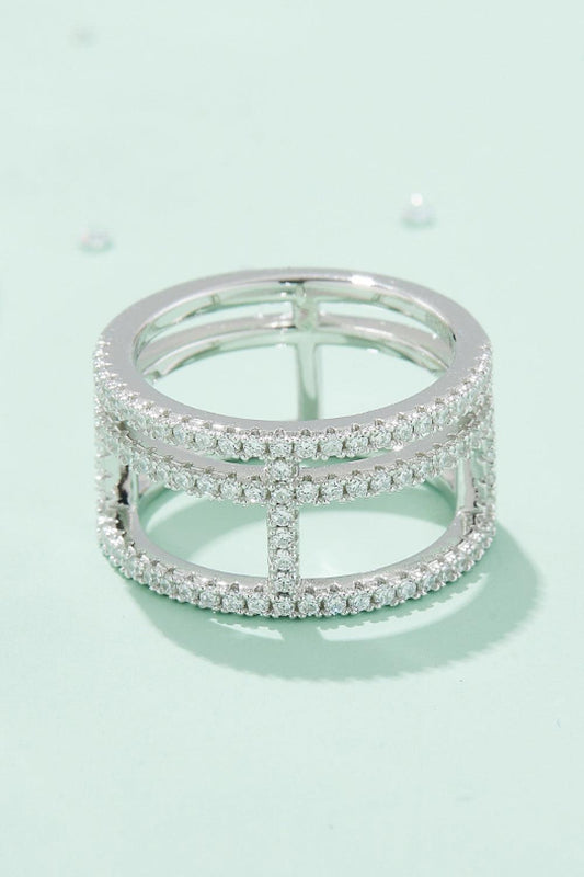 Adored Moissanite Cutout Wide Ring Carauana Store