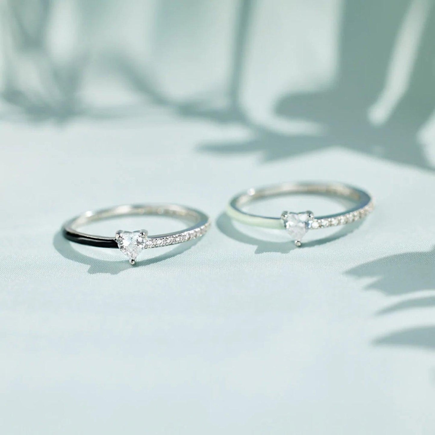 Heart Shape Inlaid Zircon Enamel Ring Carauana Store