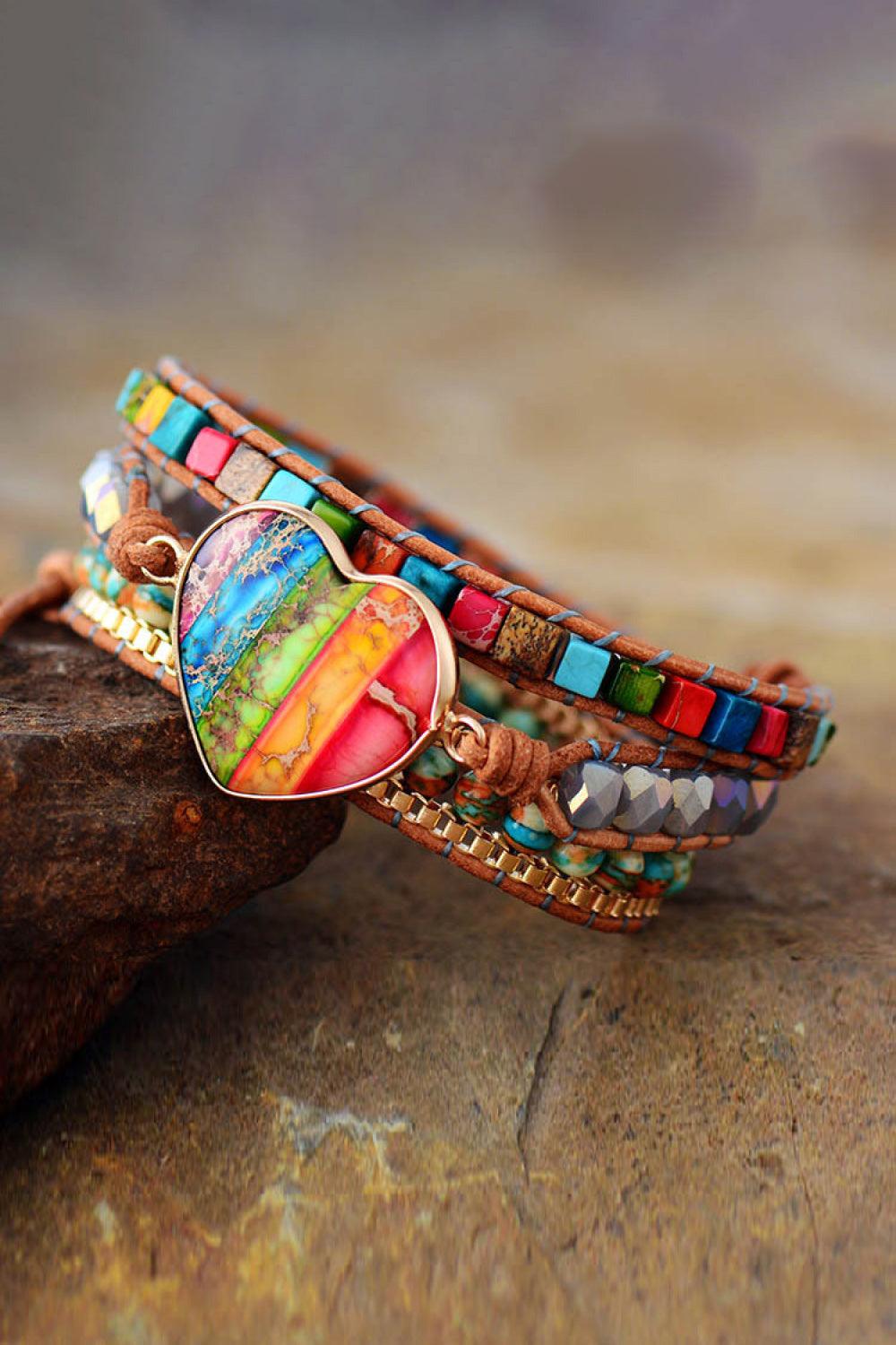 Imperial Jasper & Crystal Layered Bracelet Carauana Store