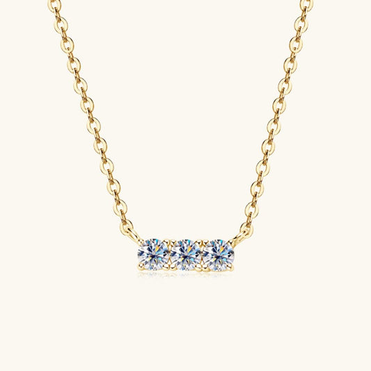 925 Sterling Silver Inlaid Moissanite Bar Necklace Carauana Store
