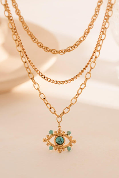 Evil Eye Design Turquoise Pendant Necklace Carauana Store