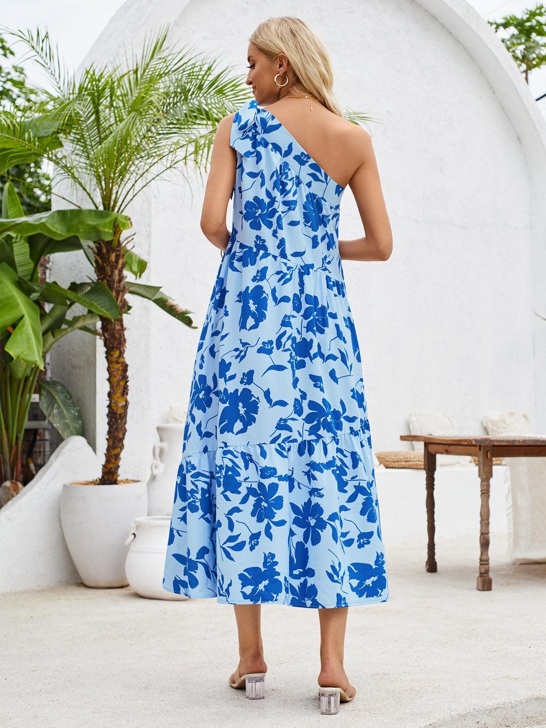 Tied One Shoulder Sleeveless Dress Carauana Store