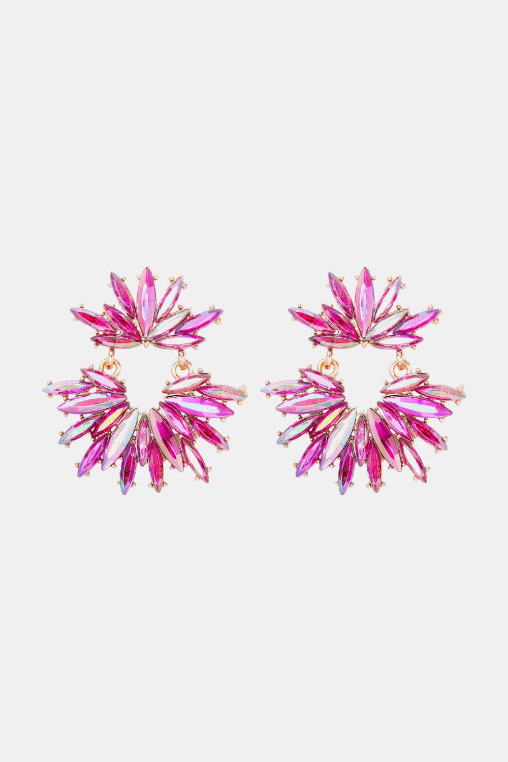 Flower Shape Glass Stone Dangle Earrings Carauana Store