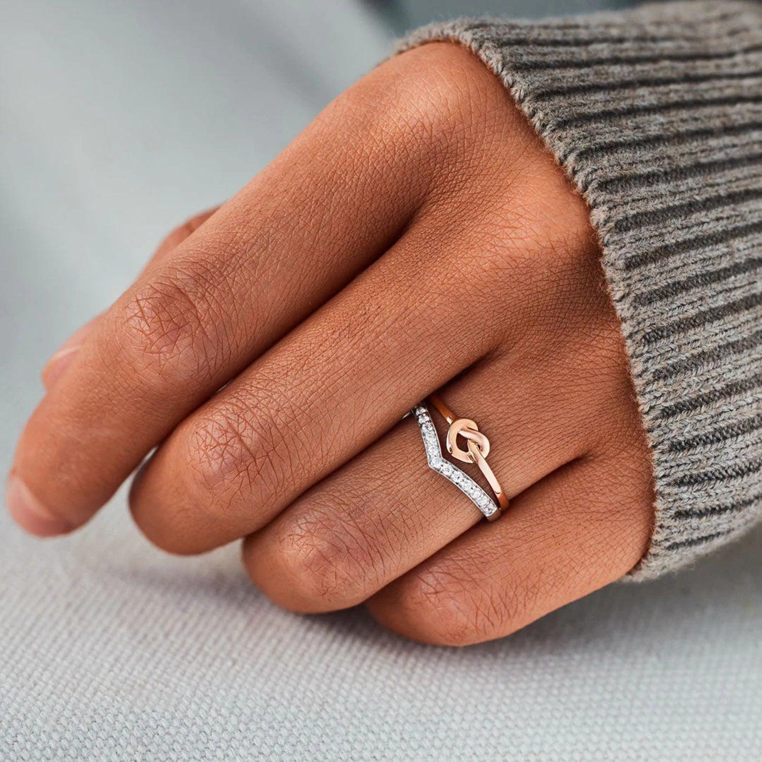 Knotted Heart Shape Inlaid Zircon Ring Carauana Store