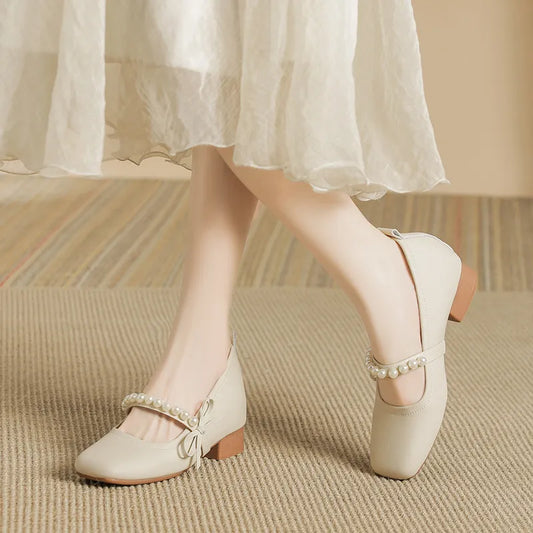 Square Toe Block Heels Pumps