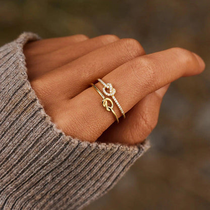 925 Sterling Silver Double-Layered Knot Ring Carauana Store
